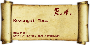 Rozsnyai Absa névjegykártya